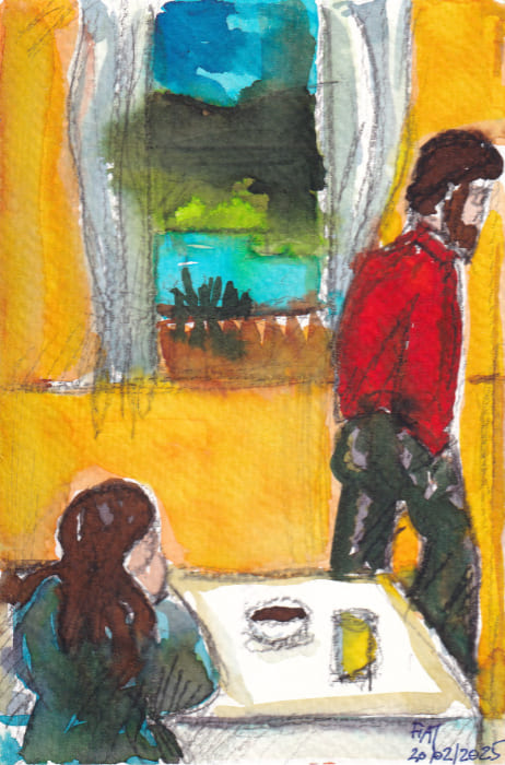 Postkarte Mail-Art Kaffee Patricia Fiammingo